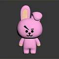 Cute Pink Rabbit Doll With Angry Expression On Dark Background