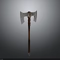 Medieval Battle Axe Featuring Metal Blade Wooden Handle And Decorative Wrapping Design