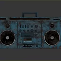 Vintage Blue Rusty Boombox With Handle Large Speakers And Control Panel