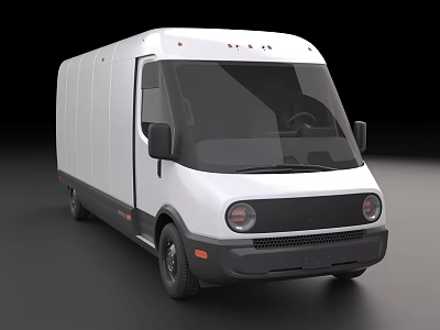 White Modern Utility Van With Cargo Design And Black Front Panel 3d model