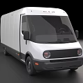 White Modern Utility Van With Cargo Design And Black Front Panel 3d model