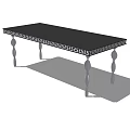 Elegant Dining Table With Black Tabletop Greek Key Pattern Trim And Ornate Twisted Legs
