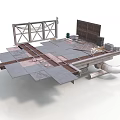 Industrial Platform Structure With Metal Frame Panels And Mechanical Pipes