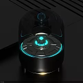 Modern Headphone Speaker With Transparent Top Blue LED Light And Black Design