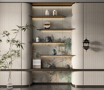 Light Luxury Decorative Cabinet Tea Cabinet Layer Rack 3d model