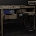 Rustic Wooden Office Desk With Drawers And Matching Chair For Home Workspace Setup
