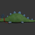 Soft Green Dinosaur Plush Toy With Blue Antler Horns Red Collar And Spots