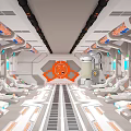 Cartoon Spaceship Interior With Control Panels Seats And Futuristic Glowing Designs
