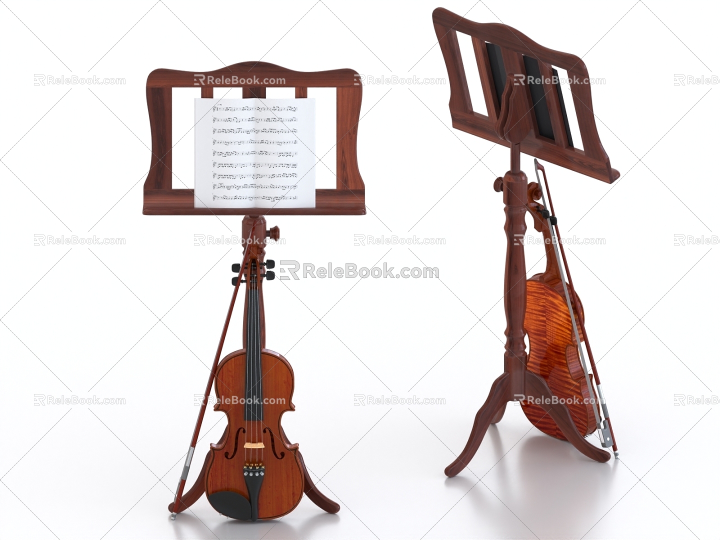 Violin Musical Instrument Music Score Rack 3d model