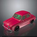 Pink Toy Car Small Sedan With Green Windows On Gray Reflective Surface