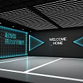 Packing of parking spaces in modern exhibition hall 3d model
