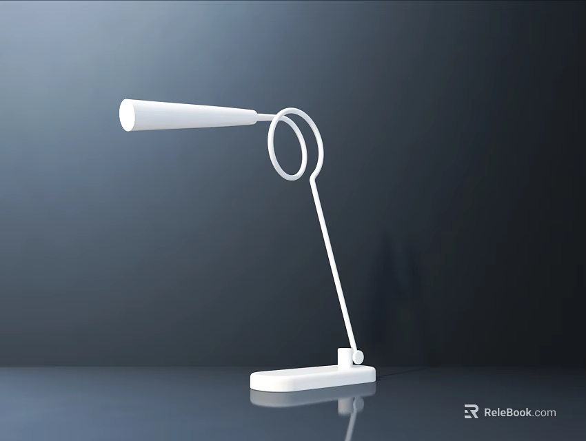 Modern Minimalist White Table Lamp With Circular Ring And Sleek Base Design 3d model 
