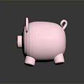 Pink Piggy Bank 3D Model With Smiling Face And Big Black Eyes
