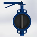 Industrial Blue Butterfly Valve With Hand Lever And Circular Body Structure