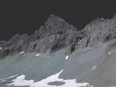 Scenic Rocky Mountain Landscape With Snow Patches And Dark Sky Backdrop 3d model