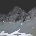 Scenic Rocky Mountain Landscape With Snow Patches And Dark Sky Backdrop