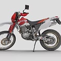 Red And White Off Road Motorcycle With Rugged Design Large Tires And Black Seat