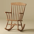 Natural Wooden Rocking Chair With Slatted Back For Comfortable Indoor Use