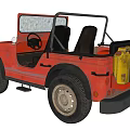Red Vintage Off Road Car With Convertible Top And Weathered Exterior