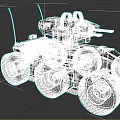 Black Military Unmanned Vehicle With Multi Wheeled Design And Weapon System Antennas