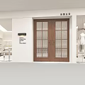 Modern Clothing Store With Glass Door Wooden Frame White Walls Clothing Racks And Display Shelves