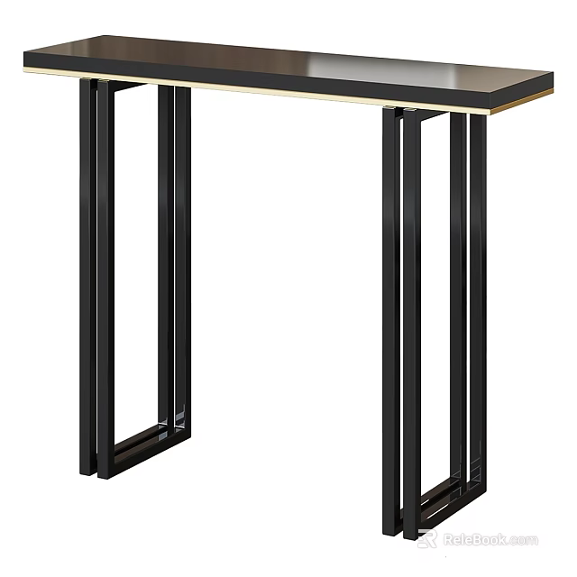 Functional Desk with Black Metal Frame and Sleek Modern Design for Home Office Use 3d model 