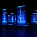 Interactive Event Passage With Blue Illuminated Displays Text And Ambient Lighting 3d model