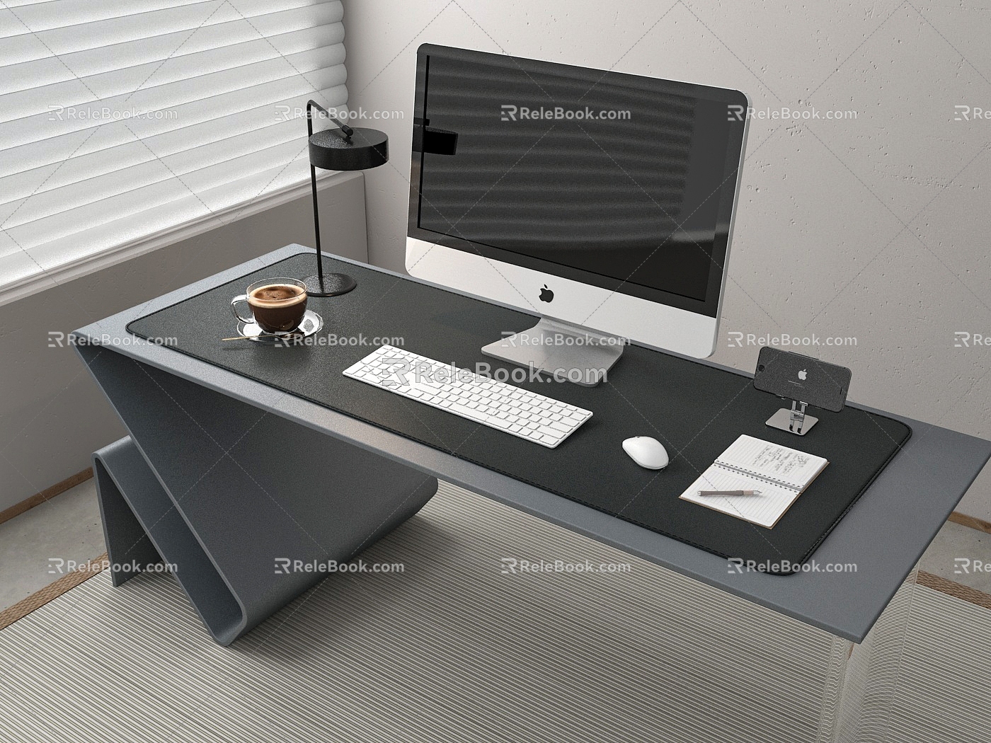 Computer Desk Laptop Mobile Phone 3d model