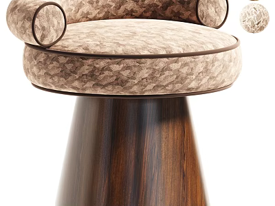 Stylish Patterned Single Chair With Fabric Upholstery And Wooden Tapered Base 3d model