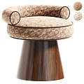 Stylish Patterned Single Chair With Fabric Upholstery And Wooden Tapered Base