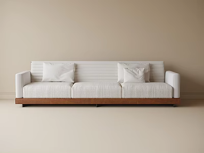 Modern Three Seater Sofa With Light Fabric Upholstery And Plush Cushions 3d model Modern Three Seater Sofa With Light Fabric Upholstery And Plush Cushions 3d model