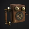Vintage Wooden Rotary Telephone With Brass Accents And Classic Design Elements