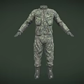 Green Camouflage Military Uniform Full Body Design With Pockets And Boots 3d model