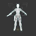 Futuristic Female Character In Tech Armor Holding Gun Standing On Dark Background