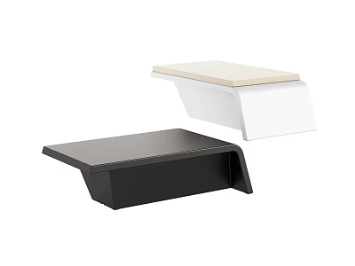Black And White Modern Minimalist Coffee Table With Beige Top For Living Room 3d model