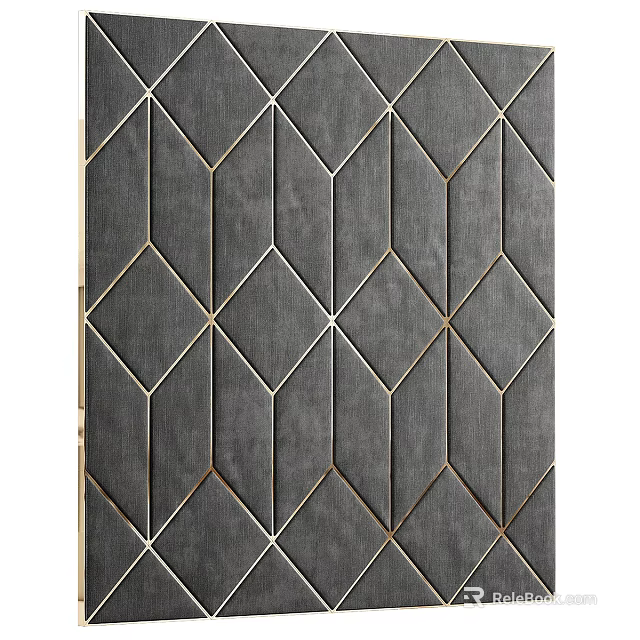 Modern Dark Gray Upholstered Wall Panel With Geometric Diamond Stitching Design 3d model 