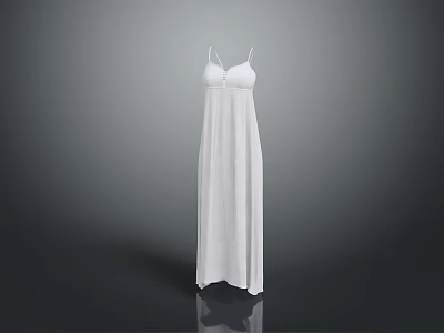 Elegant White Long Evening Dress With Sleeveless Design And Floor Length 3d model