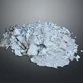 Pile of Mixed Gravel and Stones With White Powder on Gray Background