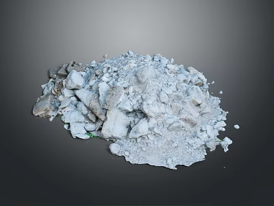 Pile of Mixed Gravel and Stones With White Powder on Gray Background 3d model
