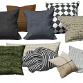 Stylish Decorative Pillows With Various Colors Textures And Patterns For Home Decor 3d model