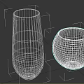 Green Plants in Red Tall and Brown Round Glass Vases with Striped Patterns for Interior Decoration