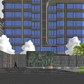 Modern High Rise Residential Building With Glass Curtain Walls And Surrounding Greenery And Water Features