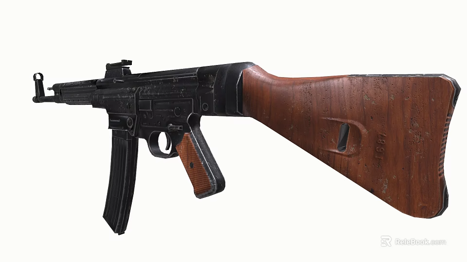 Classic Military Rifle With Wooden Stock Black Metal Barrel And Detachable Magazine 3d model 