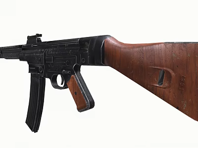 Classic Military Rifle With Wooden Stock Black Metal Barrel And Detachable Magazine 3d model