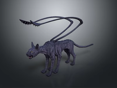 Fantasy Role And Creature 3D Model With Cat Like Body And Extended Tentacles 3d model