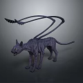 Fantasy Role And Creature 3D Model With Cat Like Body And Extended Tentacles