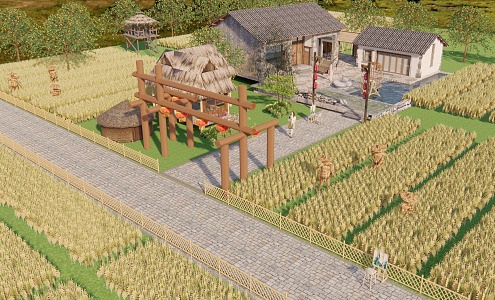 New Chinese Style Folk House Rural Village Farmhouse Courtyard 3d model