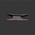 Rustic Wooden Oval Tray With Crossed Leg Support On Black Background