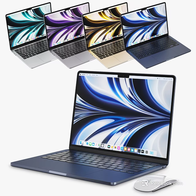 Sleek Modern Laptops With Multiple Colors Vibrant Screen And Portable Design Features 3d model