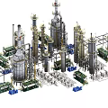 Industrial Chemical Plant Equipment With Large Towers Pipes And Reactors